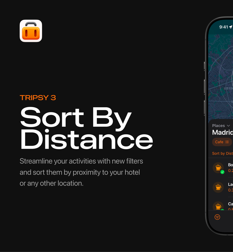Streamline your activities with new filters and sort them by proximity to your hotel or any other location.