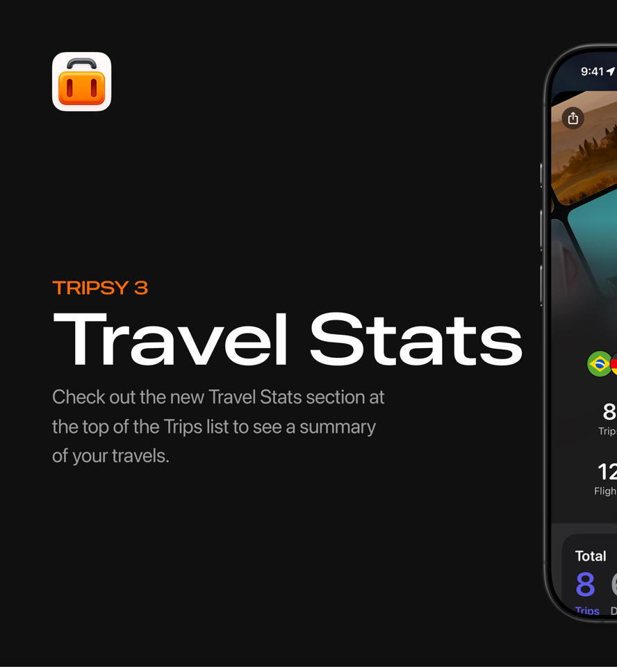 Check out the new Travel Stats section at the top of the Trips list to see a summary of your travels.